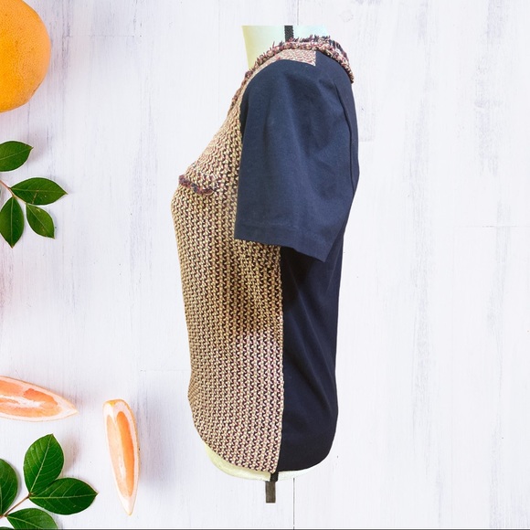 J. Crew Woven Multi colored Dressy T-Shirt Small - Picture 2 of 10